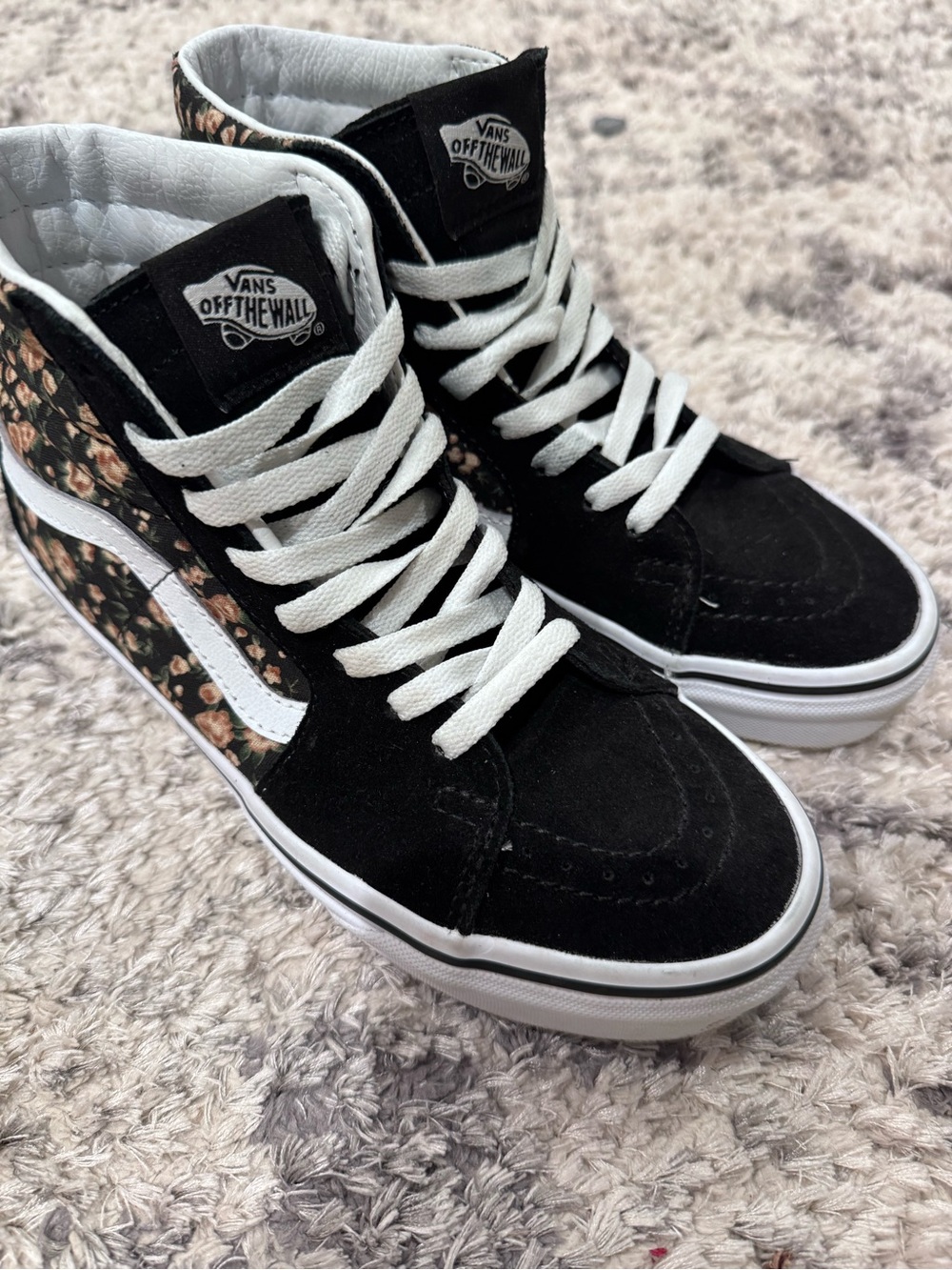 Vans Women's Black High-Top Sneakers with Floral Panels